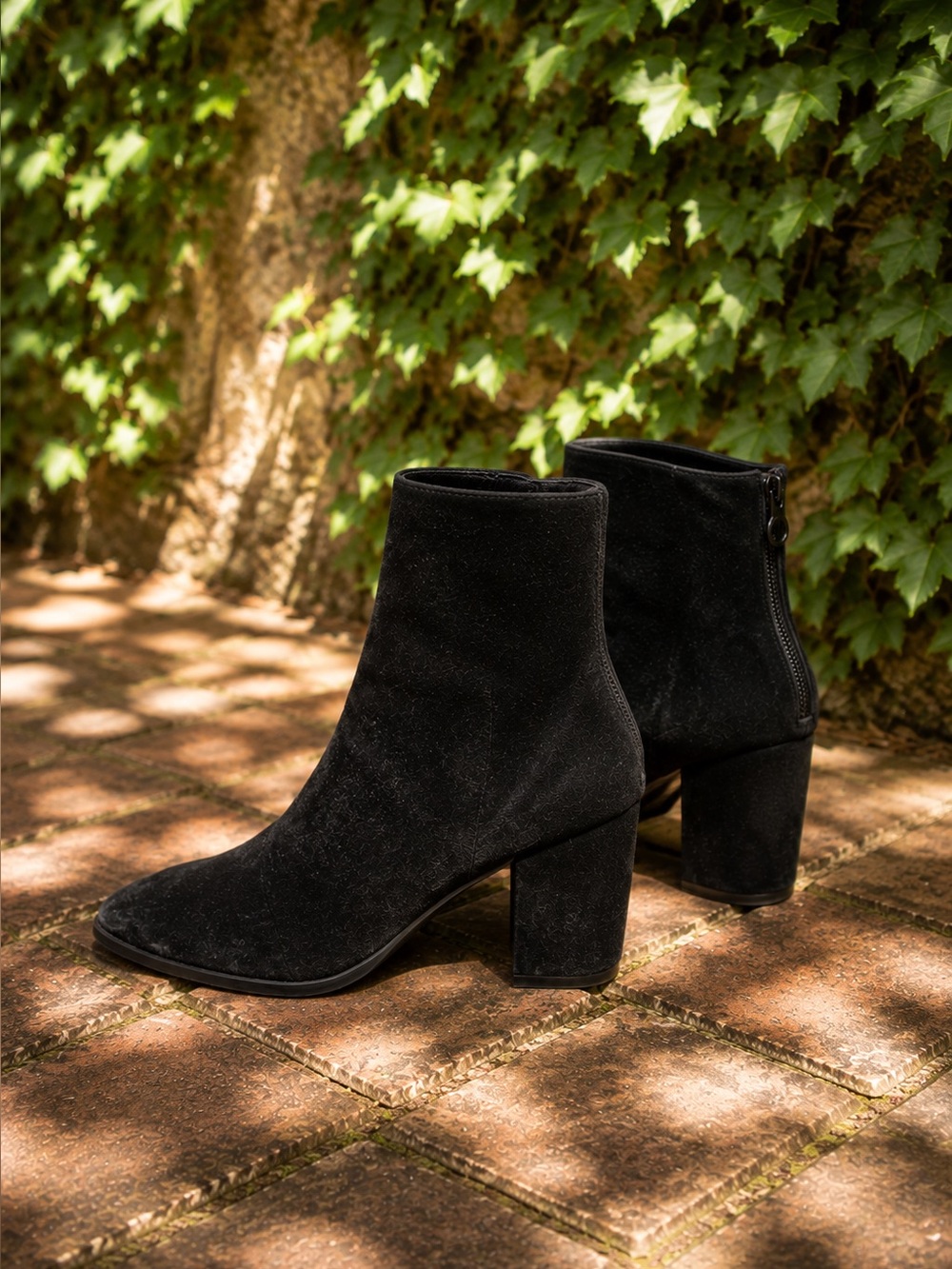 ASH Joy Minimalist Wrapped Heel Boho Black Suede Ankle Boots, 39